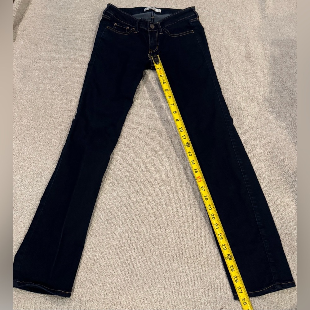 Hollister Navy Straight Leg Jeans Women's Minimalist Preppy Y2K - Picture 3 of 5